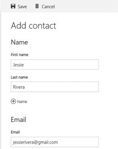 screenshot of exchange Add Contact screen