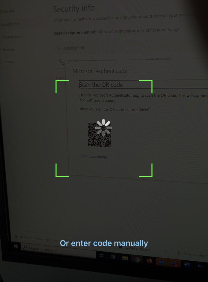 Screenshot of the app scanning the QR code.