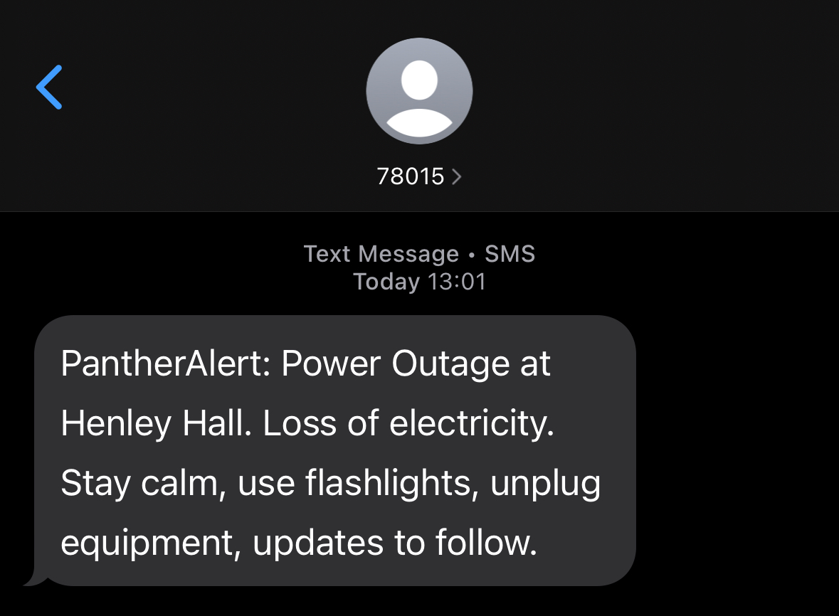 Panther Alert Text Sample