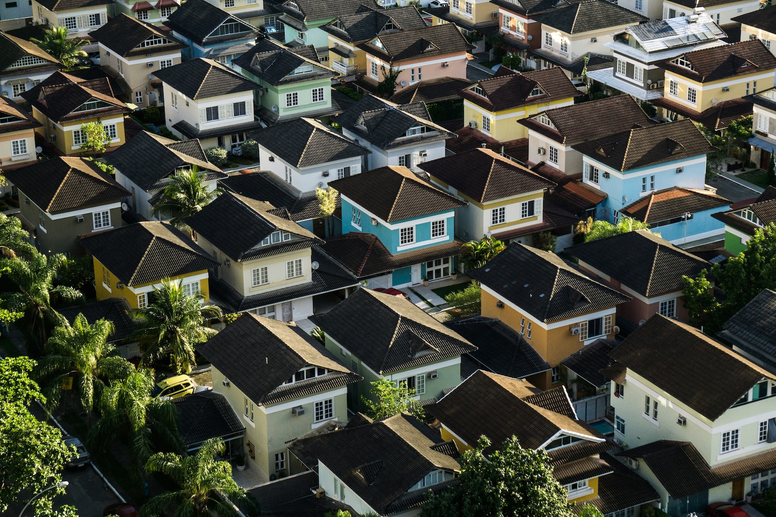colorful housing aerial view