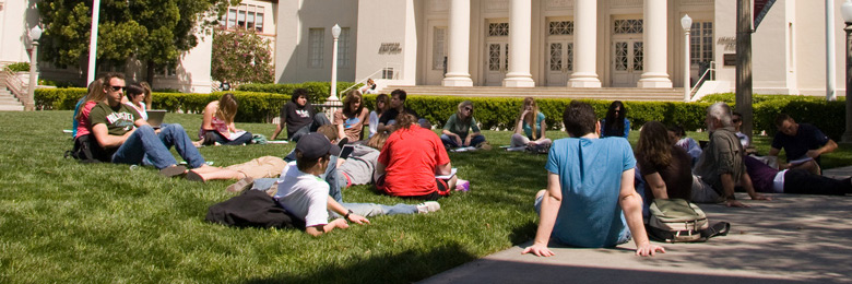 student on the lawn