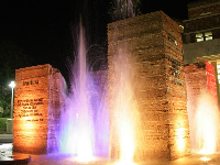 Fountain with four pillars and water splash
