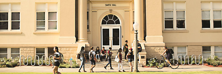 Students walking on campus
