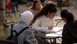 A student doing her homework