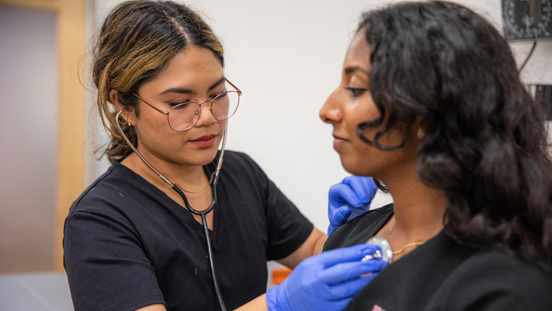 A student giving a medical examination