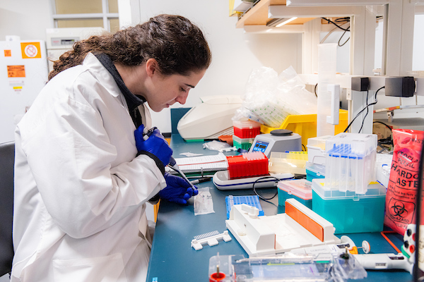 A student works in a lab.