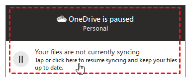 one drive pause sync notification