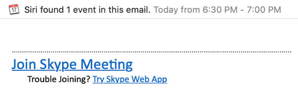 Skype link sent via email