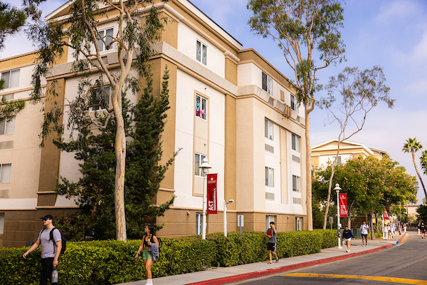 The outside of a residence hall at Chapman.