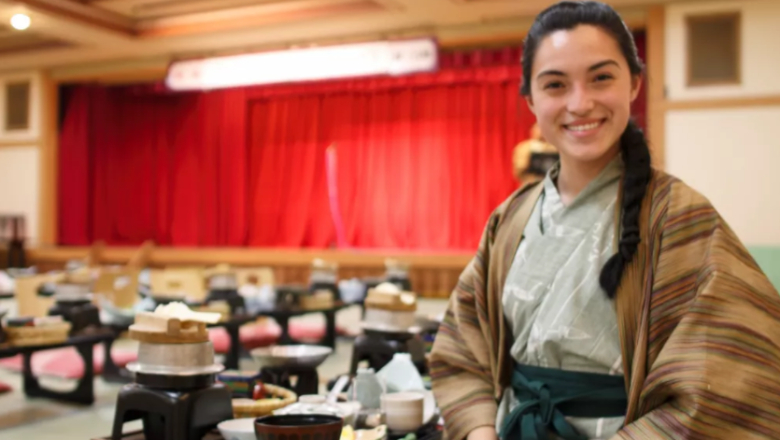 Student in Japan at tea ceremony