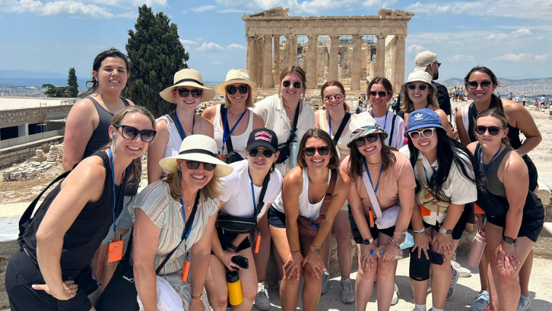 Students in front of Acropolis in Greece