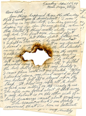 WWII letter with a bullet hole through it