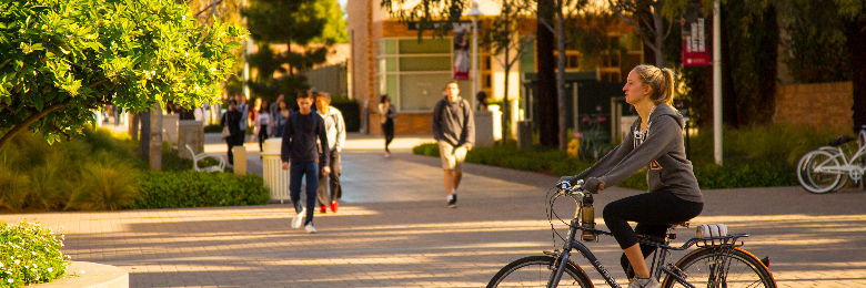 student on bike