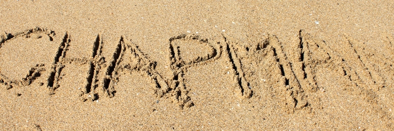 Chapman written in the Californian sand.